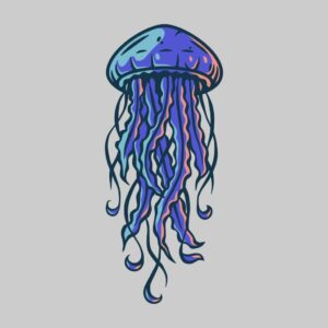 Small Blue Jellyfish Form Wave Tattoo Idea
