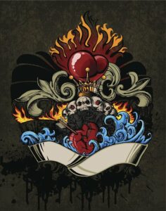 Heart & Wave Tattoo Idea