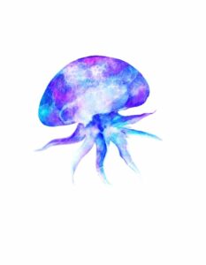 Small Blue Jellyfish Form Wave Tattoo Idea