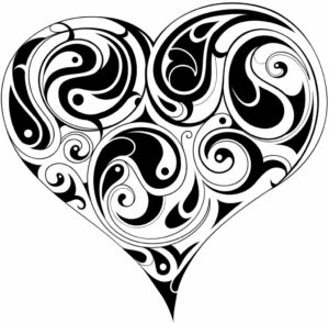 Wave Tattoo in A Heart Print